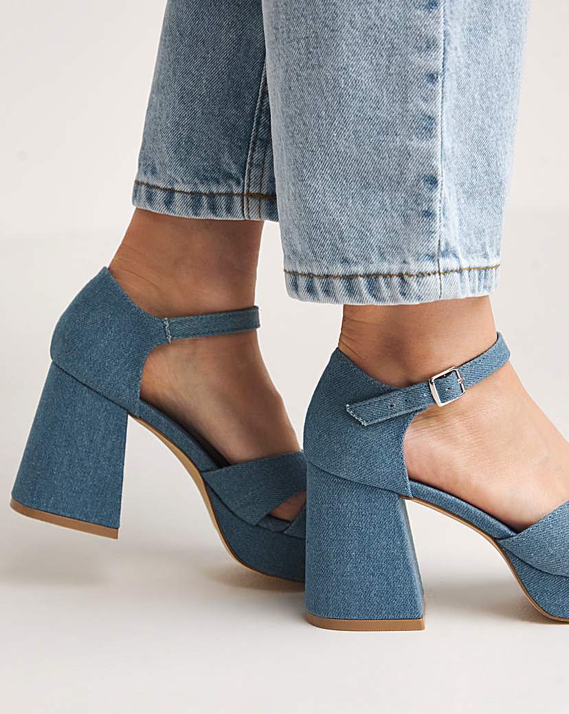 Cross Platform Heeled Sandals Ex Wide