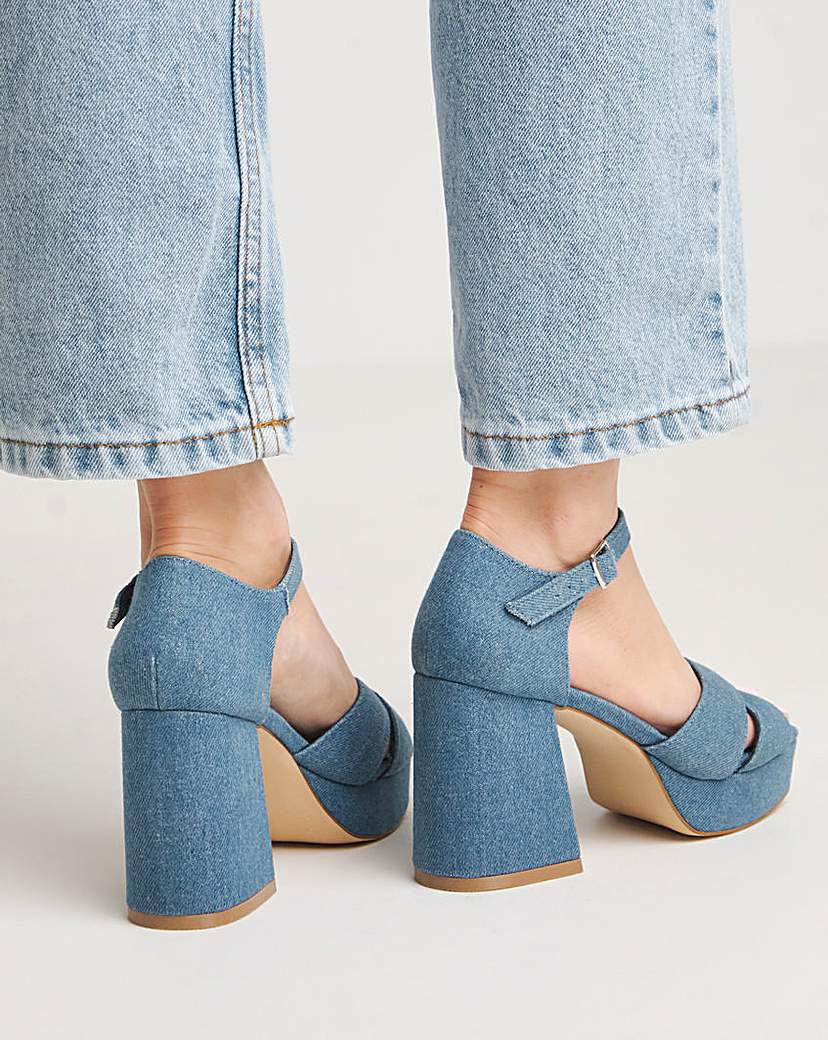 Cross Platform Heeled Sandals Ex Wide