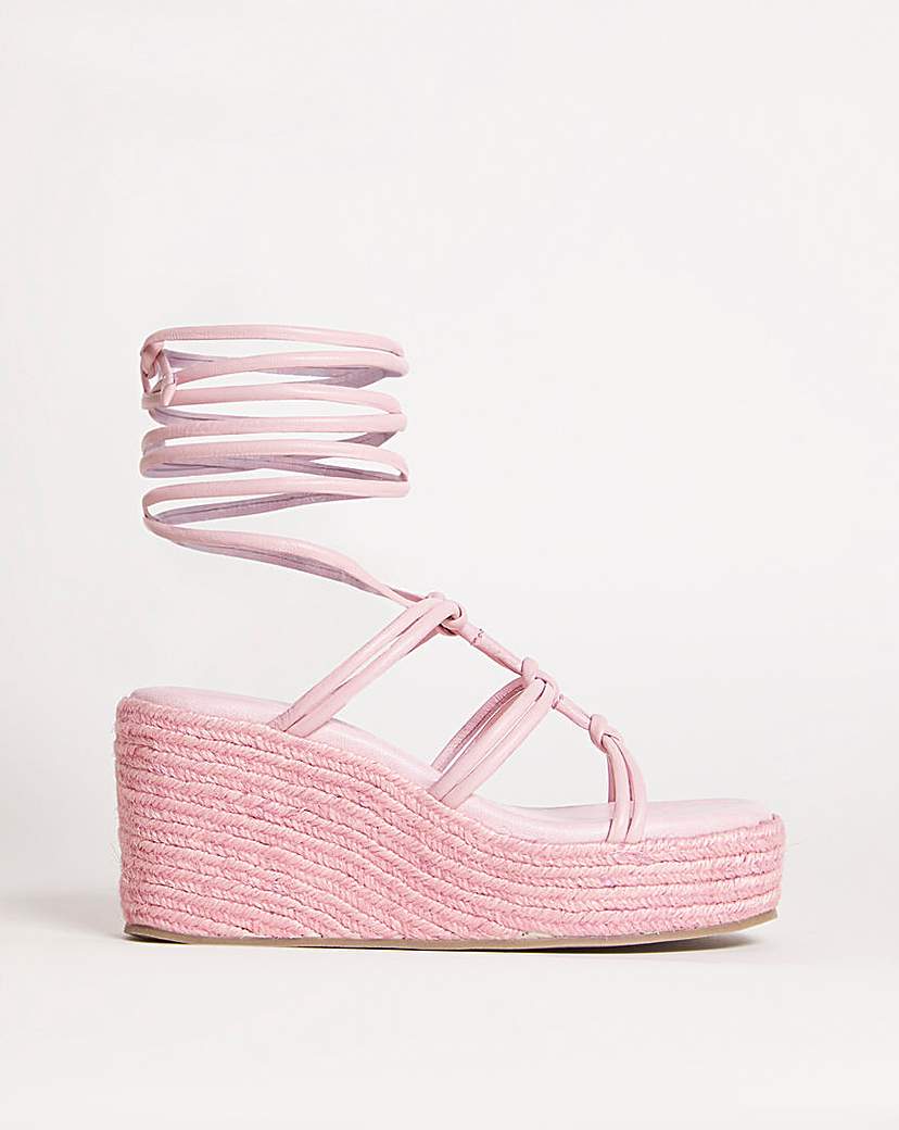 Ankle Tie Espadrille Sandals Ex Wide