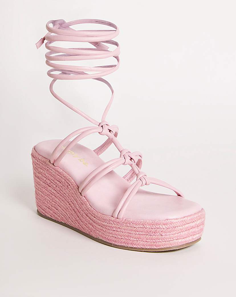 Ankle Tie Espadrille Sandals Ex Wide