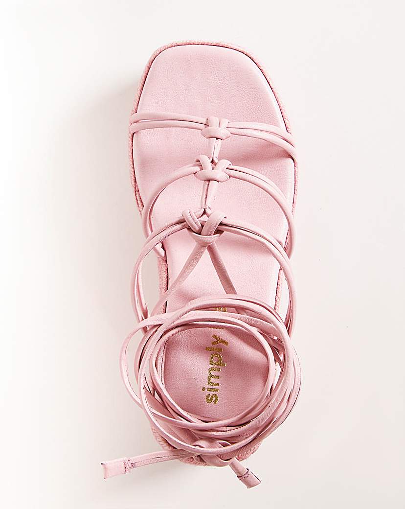 Ankle Tie Espadrille Sandals Ex Wide