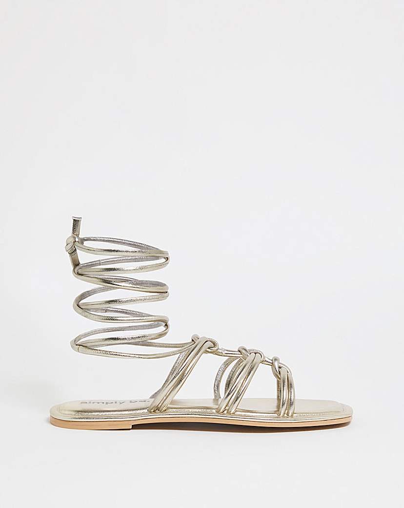 Knotted Ankle Tie Flat Sandals Wide