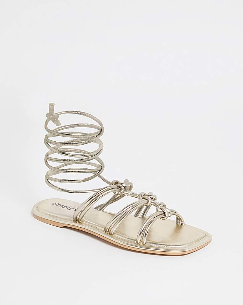 Knotted Ankle Tie Flat Sandals Wide