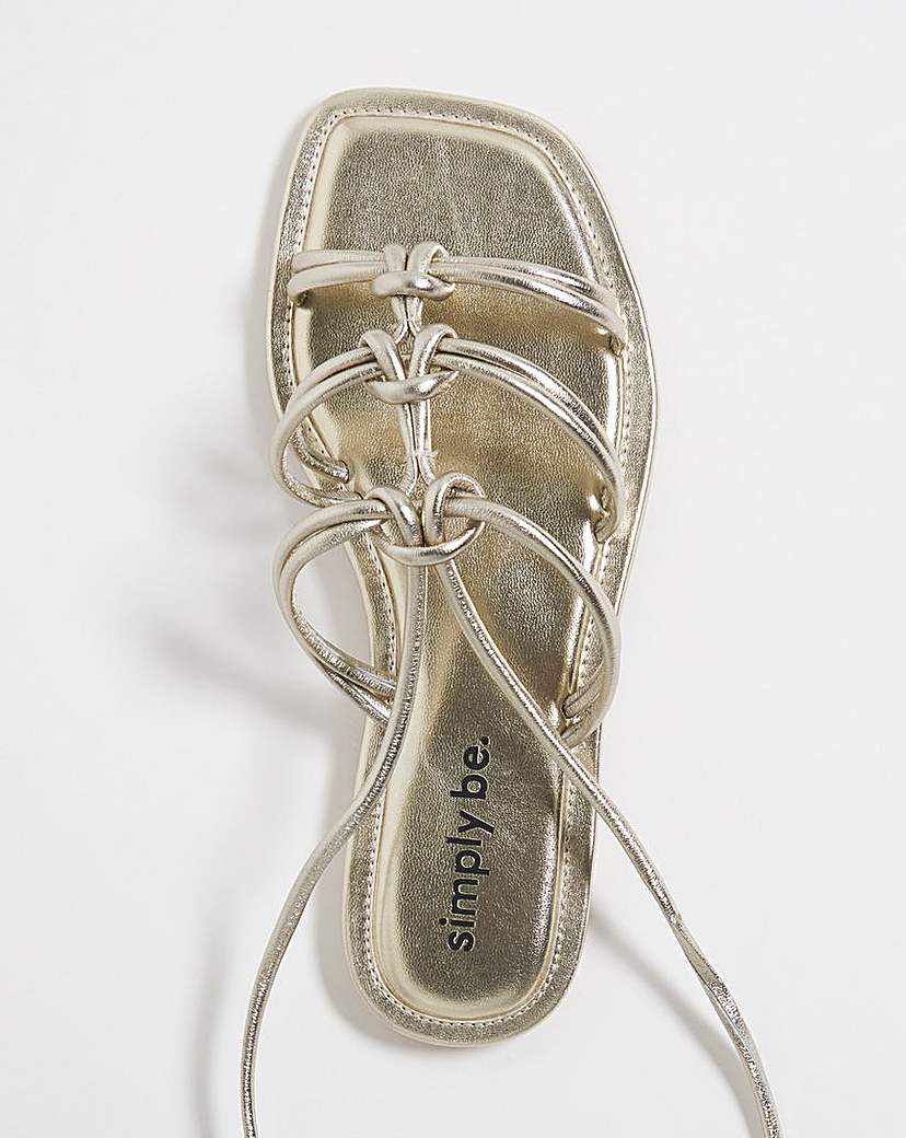 Knotted Ankle Tie Flat Sandals Wide