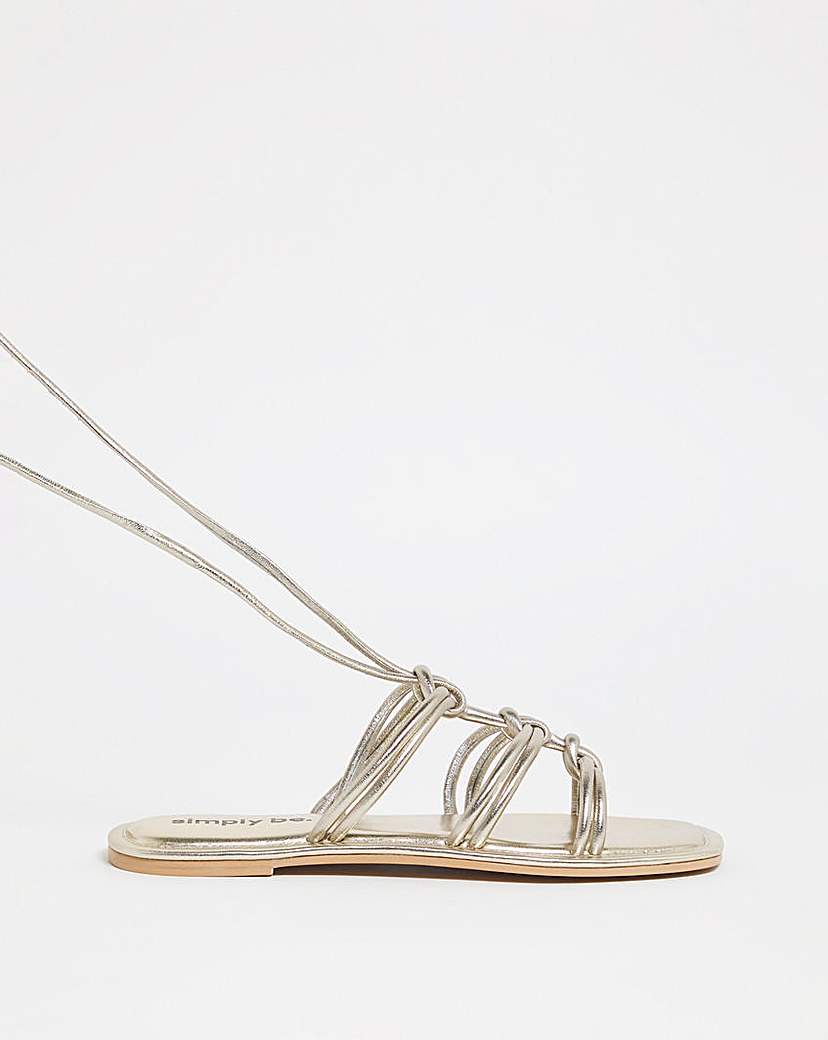 Knotted Ankle Tie Flat Sandals Wide