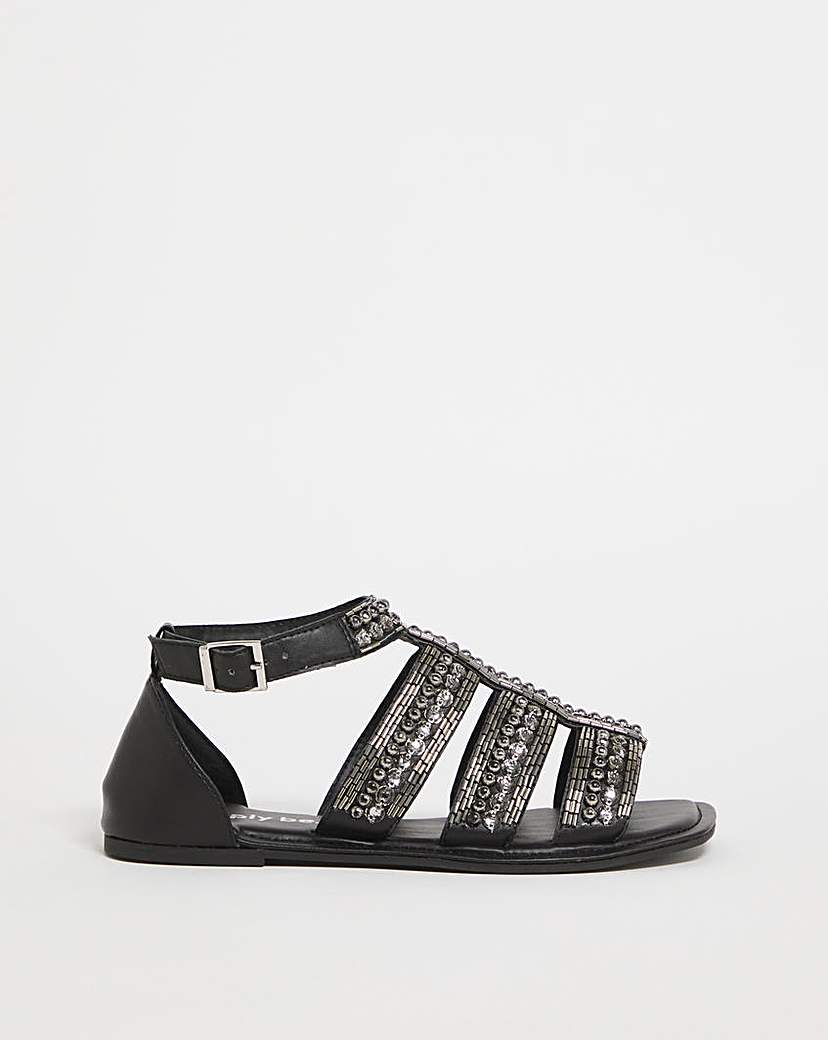 Embellished Flat Sandals Ex Wide