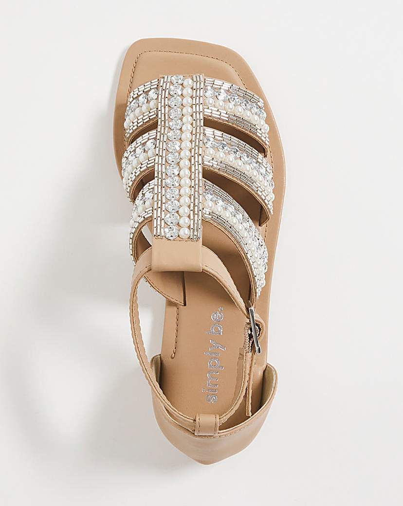 Embellished Flat Sandals Wide