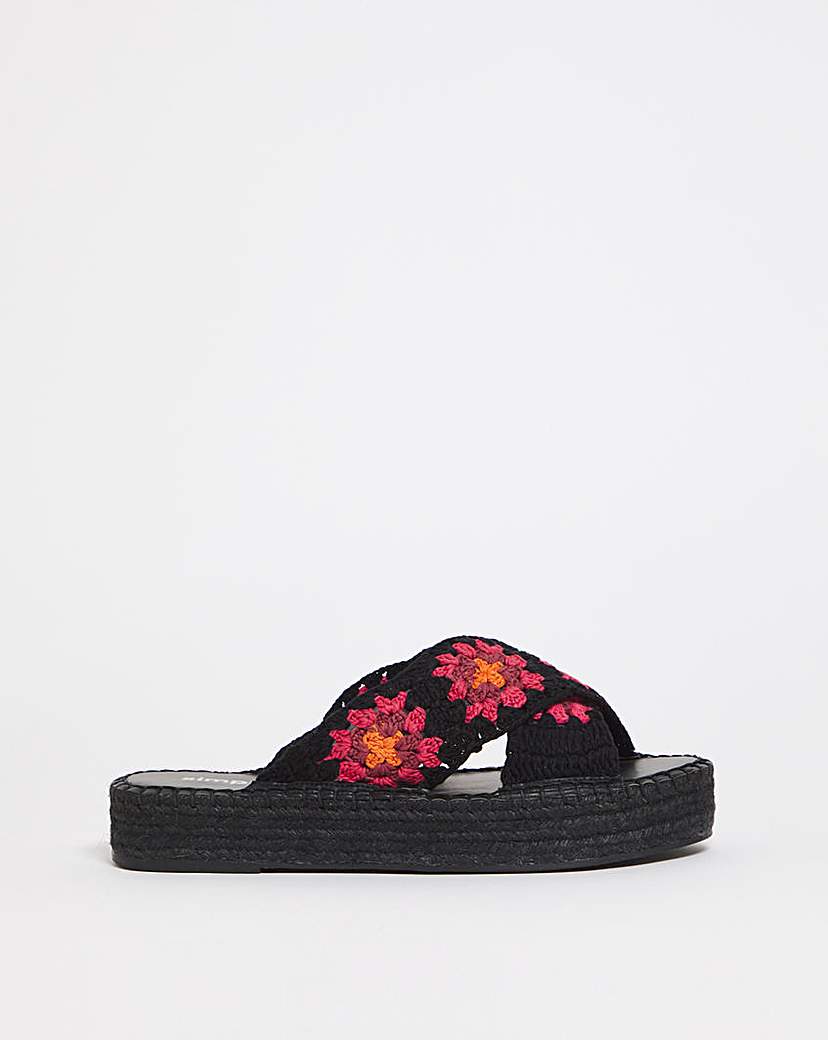 Crochet Flatform Sandals Wide