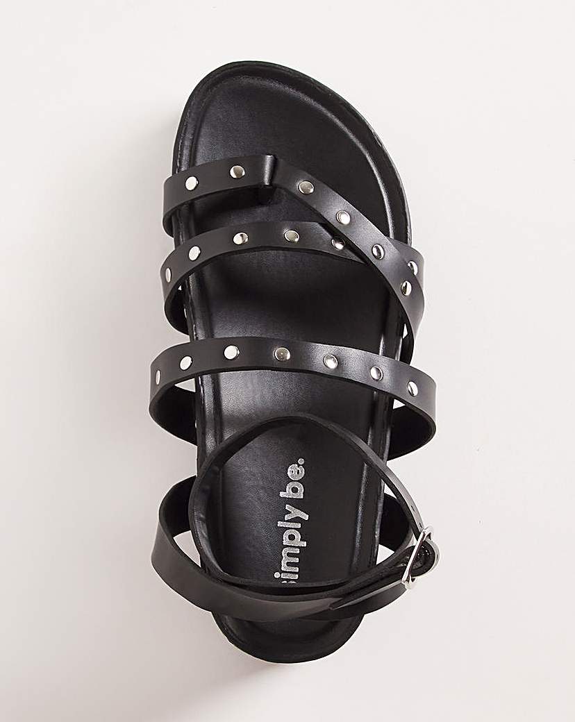Studded Footbed Sandals Ex Wide