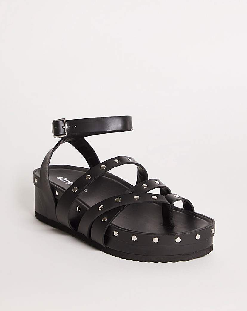 Studded Footbed Sandals Ex Wide