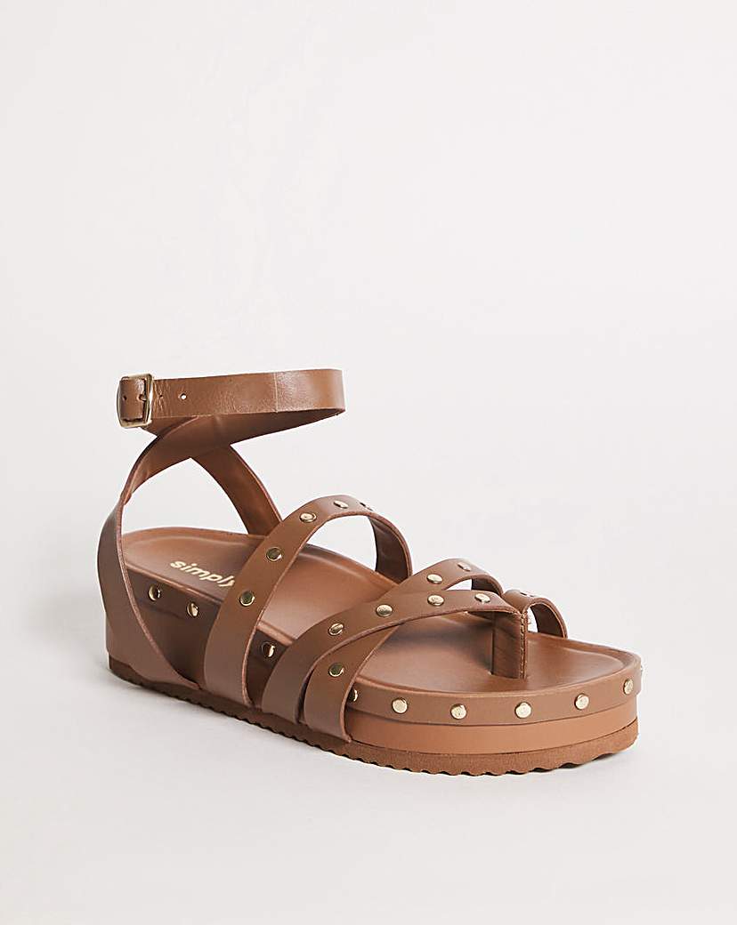 Studded Footbed Sandals Ex Wide
