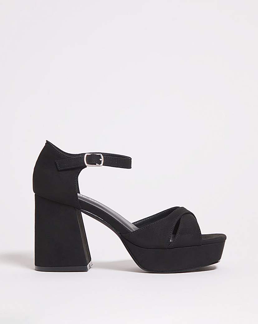 Cross Platform Heeled Sandals Ex Wide