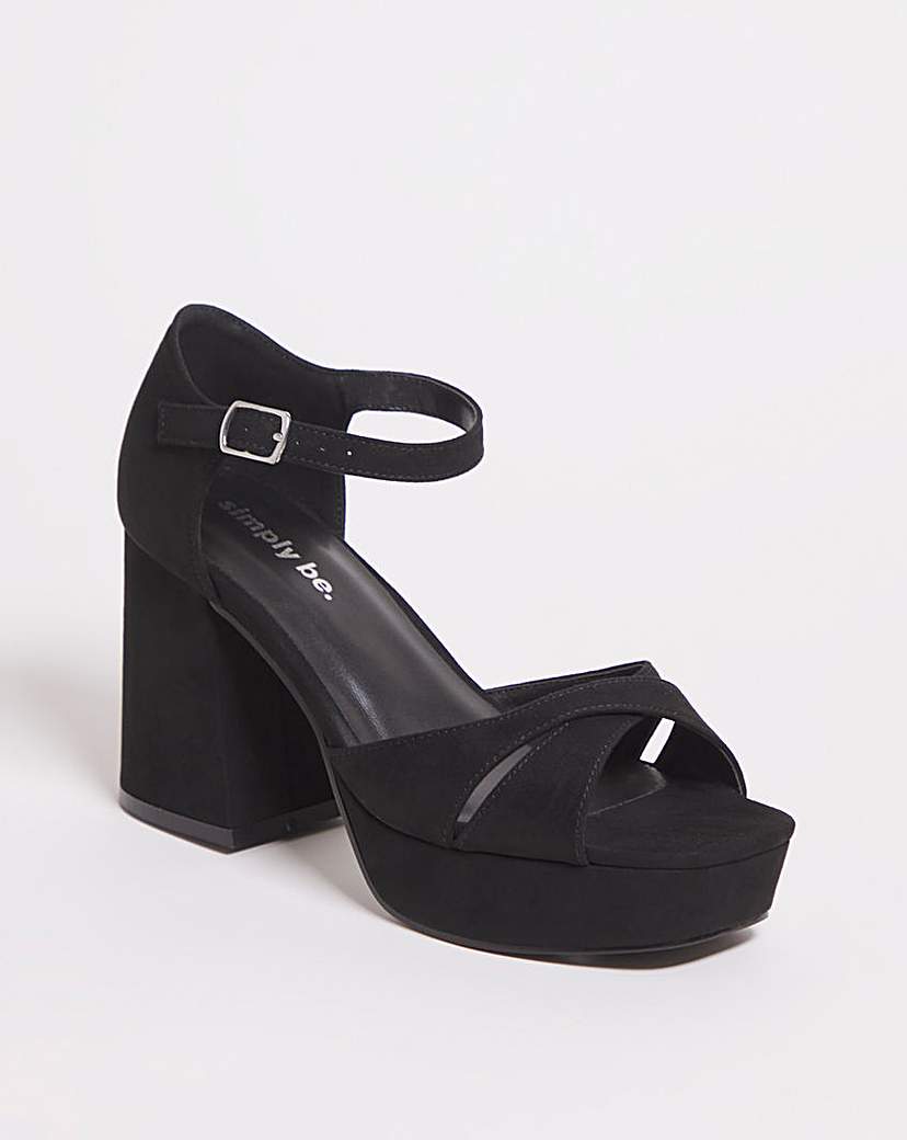 Cross Platform Heeled Sandals Ex Wide