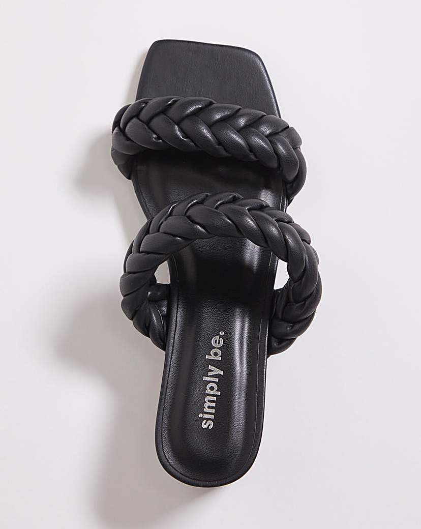 Plaited Low Heeled Sandals Wide