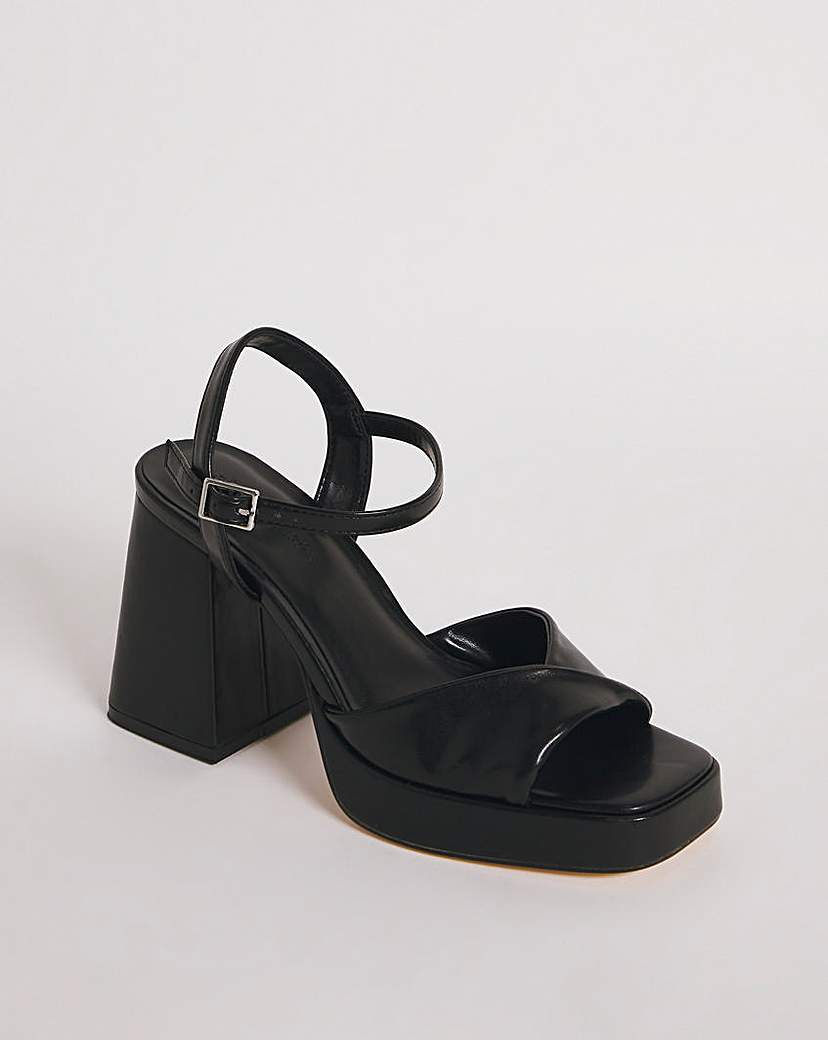 Twist Platform Heeled Sandals Ex Wide