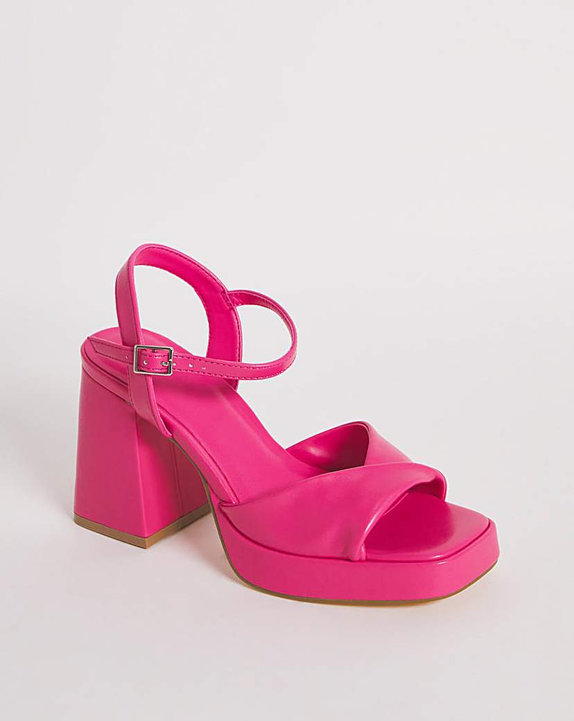 Twist Platform Heeled Sandals Ex Wide