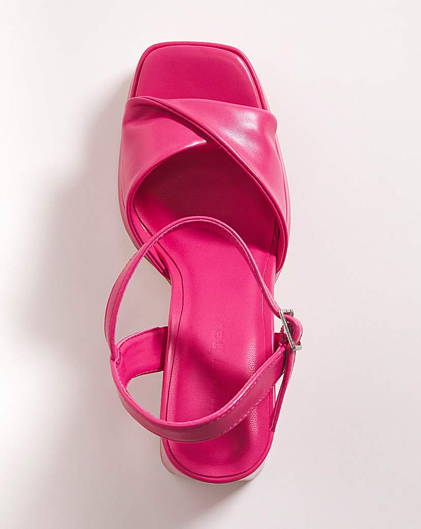 Twist Platform Heeled Sandals Ex Wide