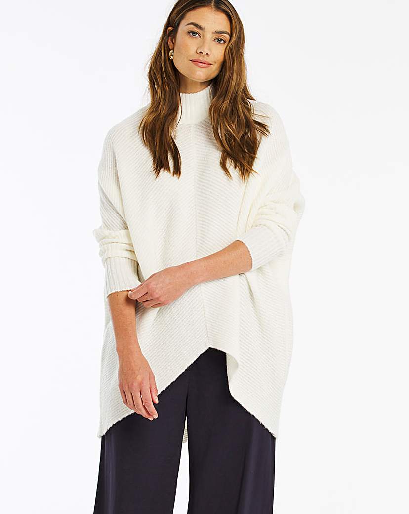 Ivory Cosy High Neck Ribbed Jumper