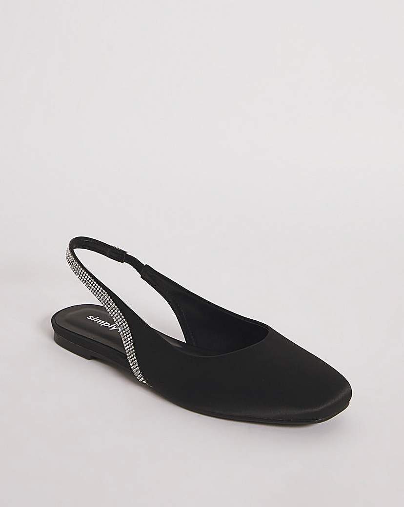 Diamante Flat Shoes Ex Wide Fit