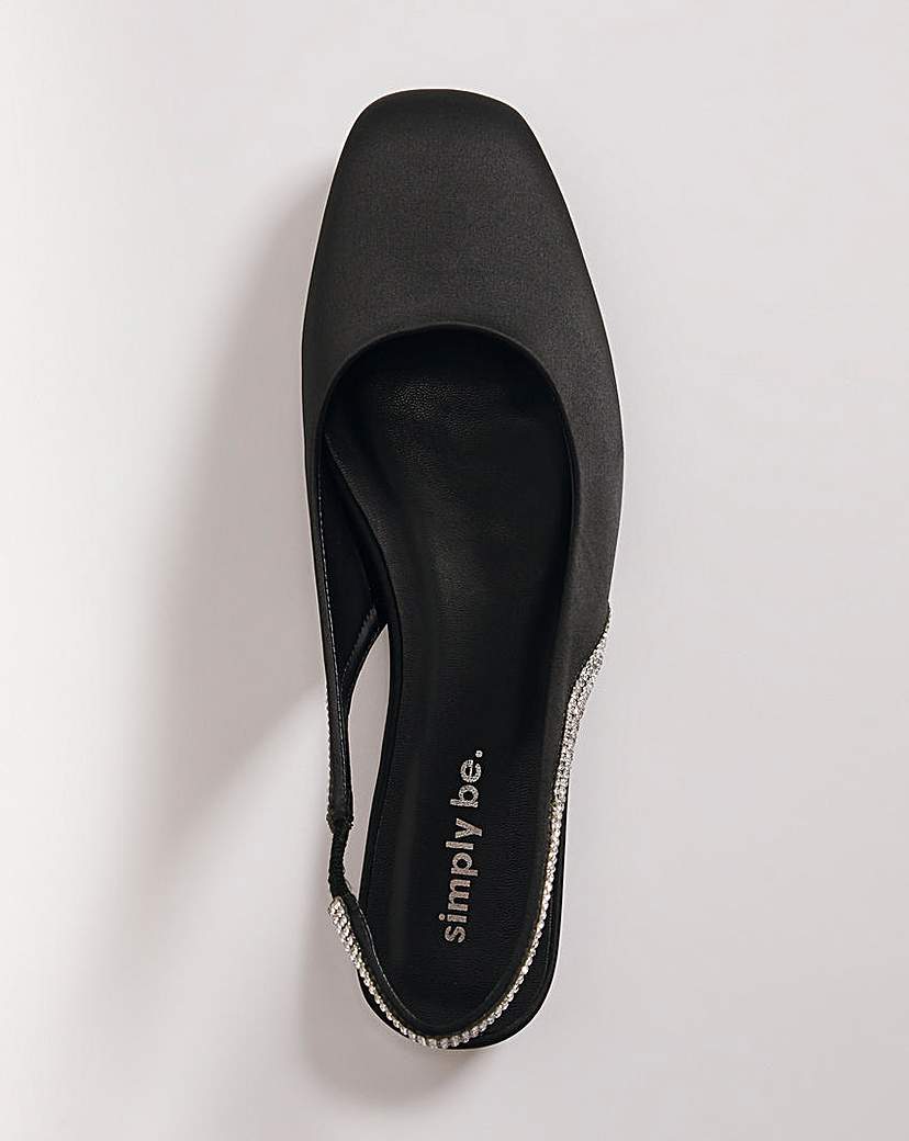 Diamante Flat Shoes Ex Wide Fit