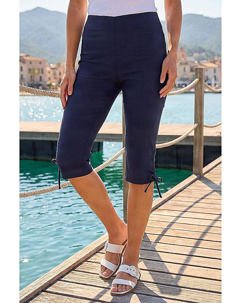 Roman Originals - Women's - Cropped Trousers - Tie Side - Size 10 - Navy