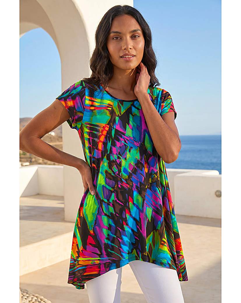 Roman Originals Women's Multi Roman Abstract Print Hanky Hem Tunic - Image 5