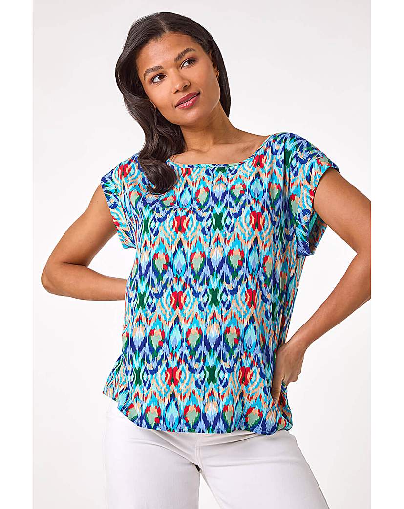 Roman Originals - Women's - Shell Top - Abstract Print - Blue - Size 14
