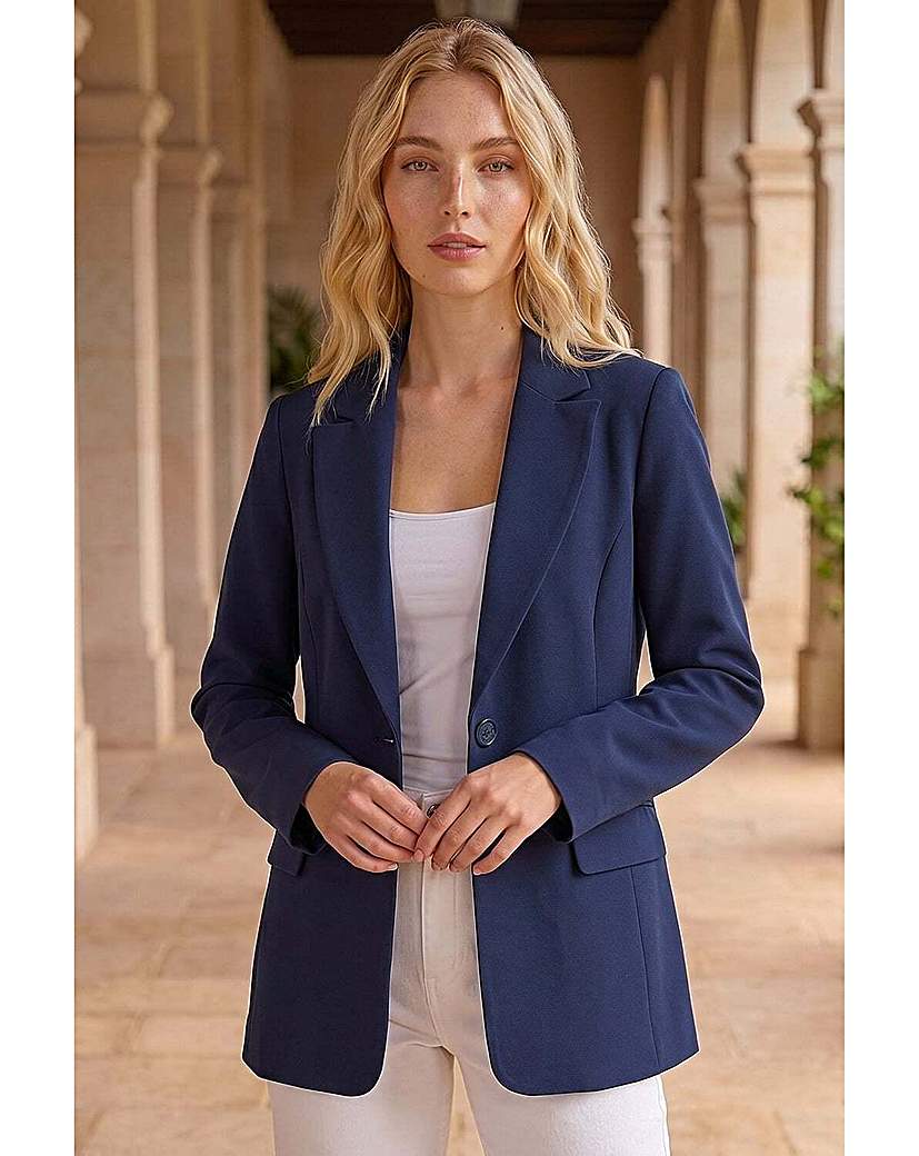 Roman Originals - Women's - Longline Blazer - Navy - Size 14