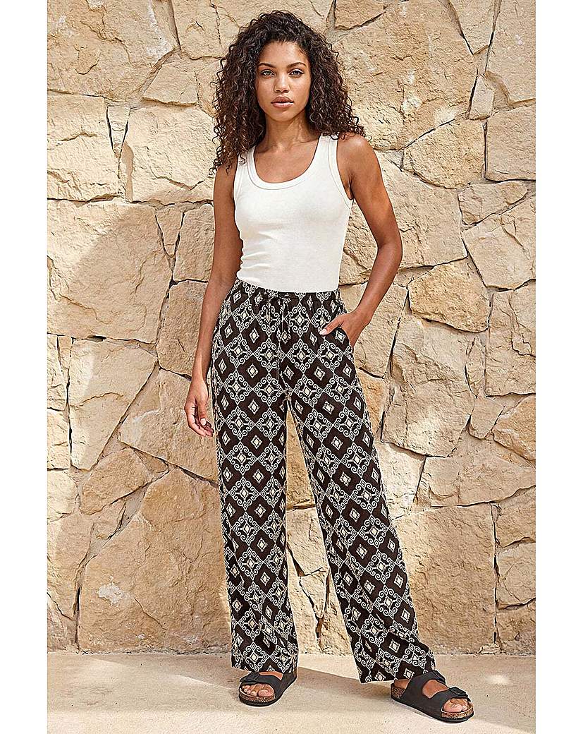 Roman Petite - Women's - Trousers - Geometric Print - Size 18 - Black