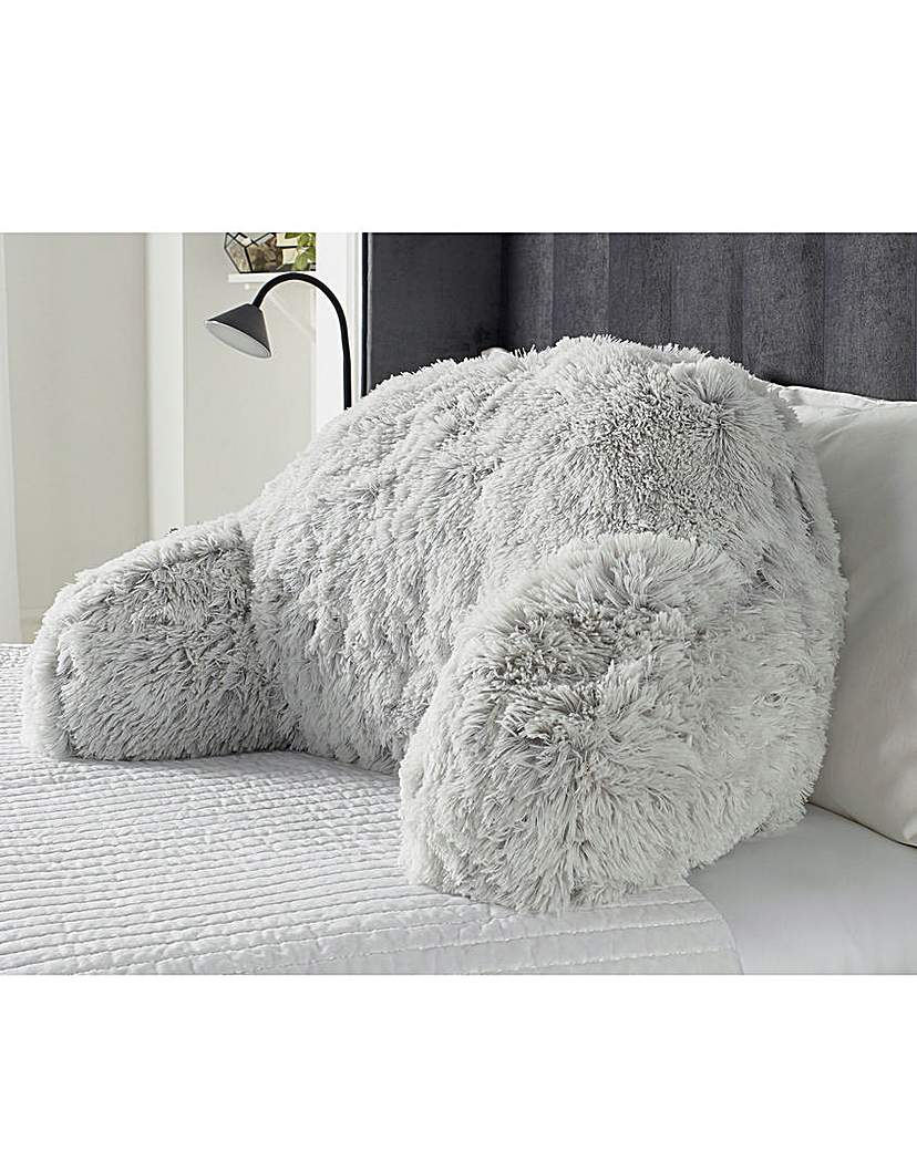 Long Hair Faux Fur Cuddle Cushion - Grey