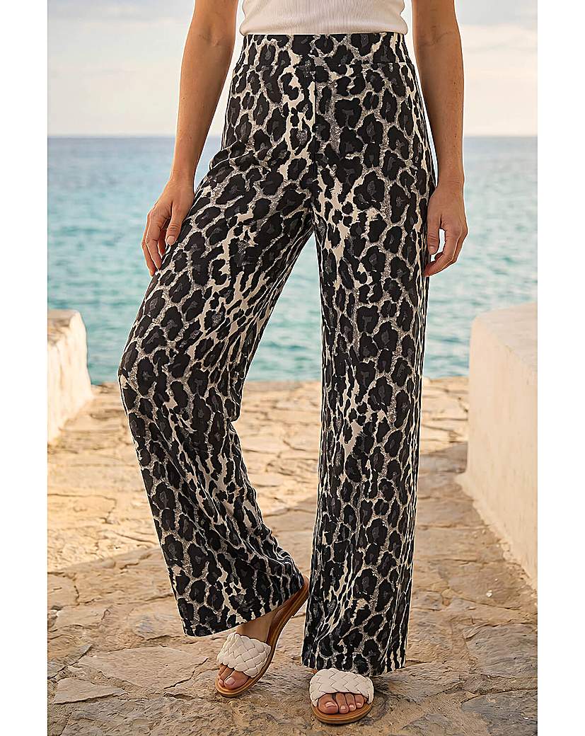 Roman Originals - Women's - Animal Print Trousers - Size 14 - Black