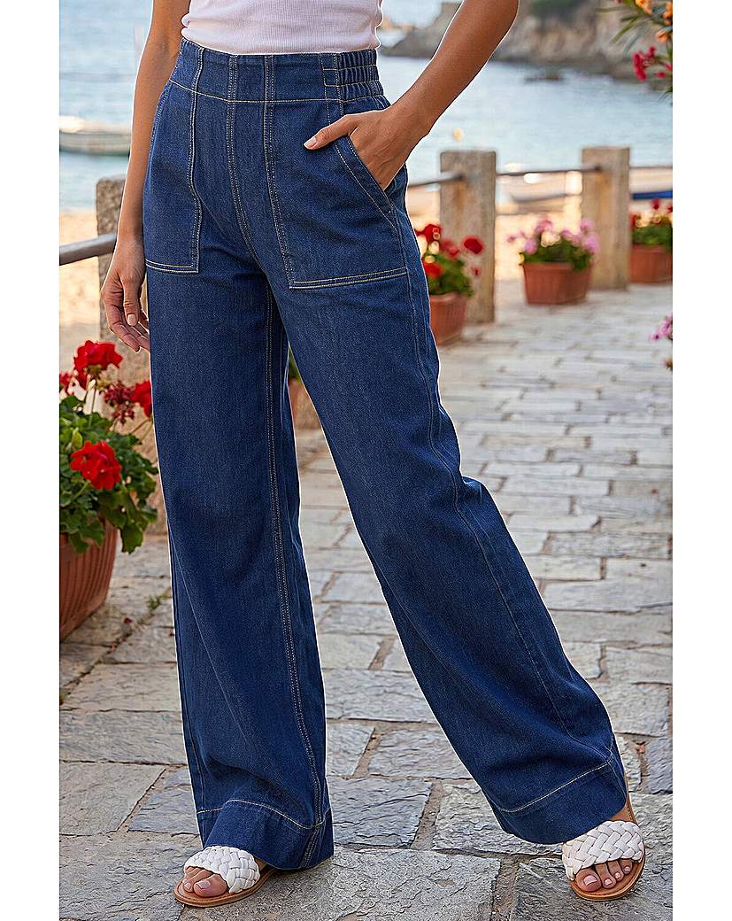 Roman Originals - Women's Wide Leg Jeans - Indigo - Size 16
