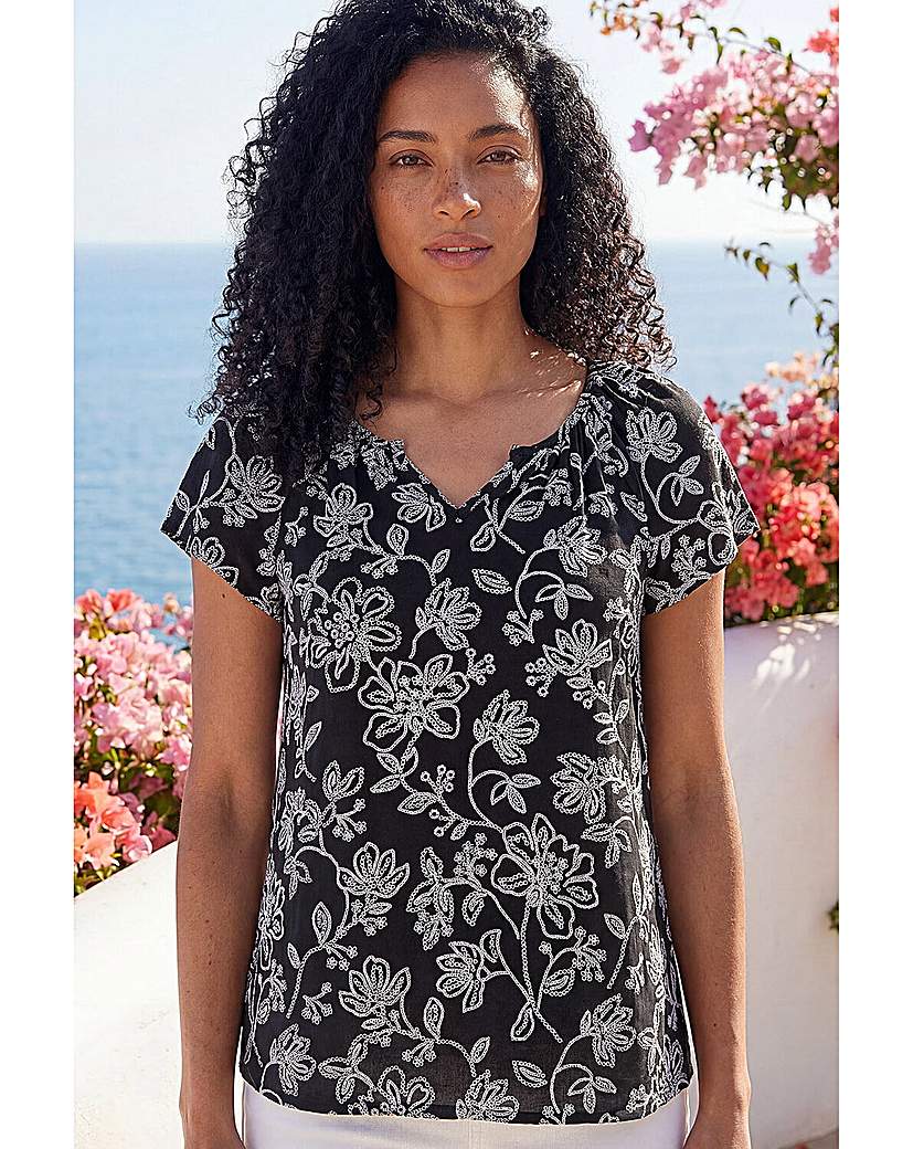 Roman Originals - Women's - V-Neck Vest Top - Textured Print - Black - Size 12