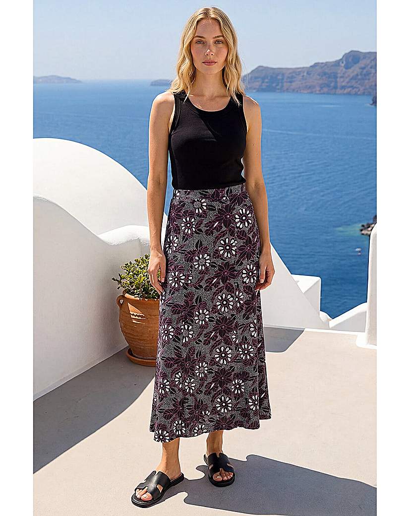 Roman Women's Black Floral Print Midi Skirt In | : Size 12 - Image 5