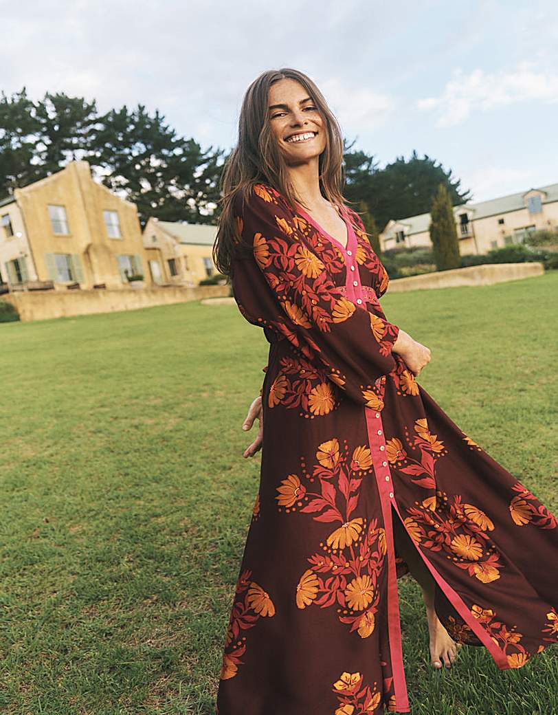 Monsoon Koa Long Sleeve Midi Dress