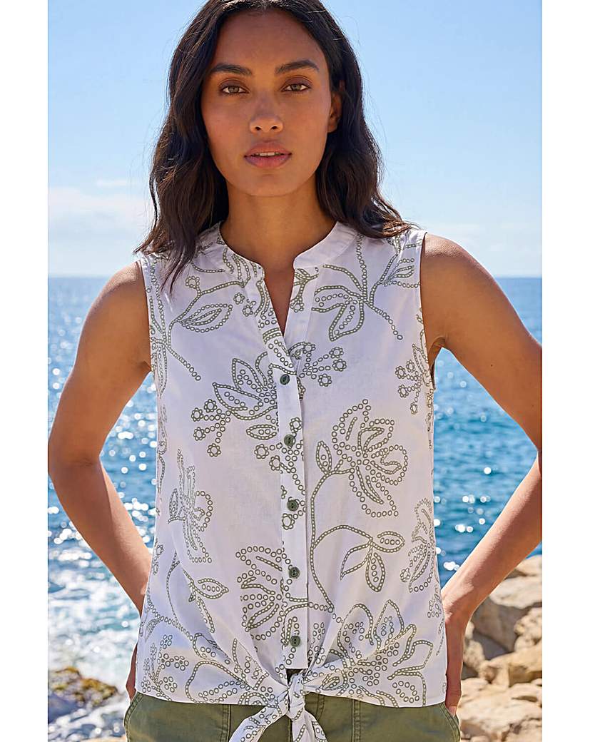 Roman Originals Women's Khaki Roman Floral Puff Print Tie Blouse Size 18