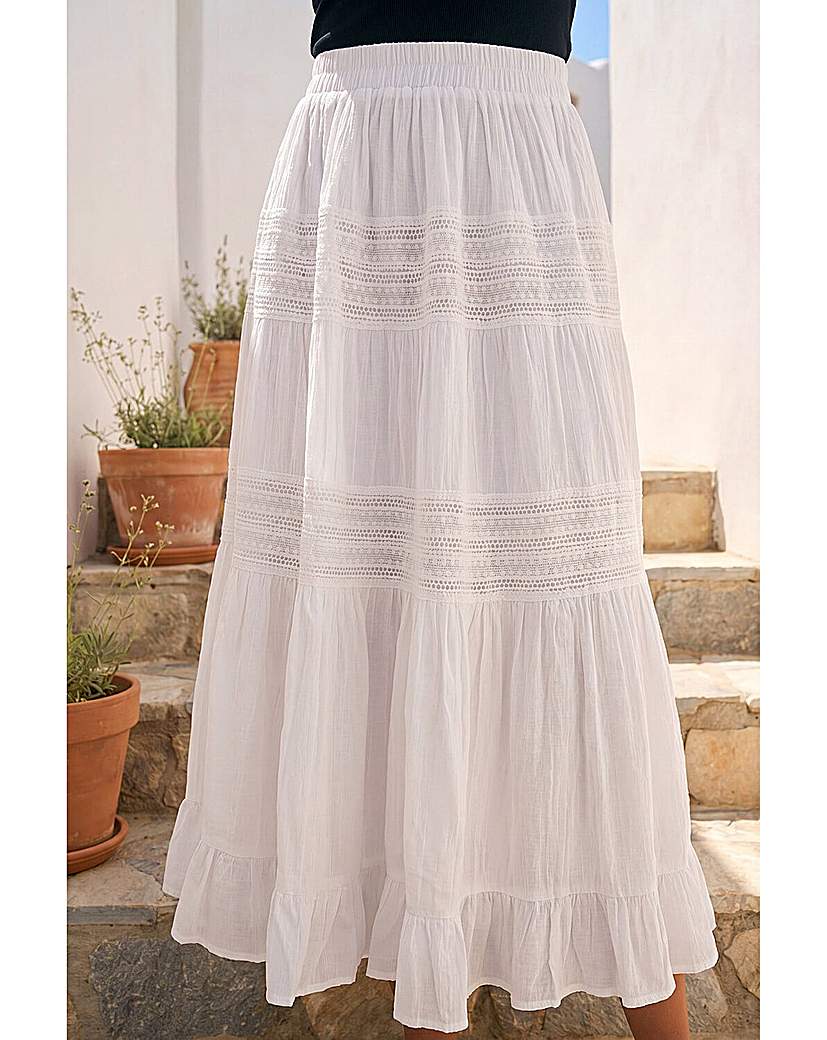 Roman Originals - Women's - Lace A-Line Midi Skirt - Ivory - Size 18
