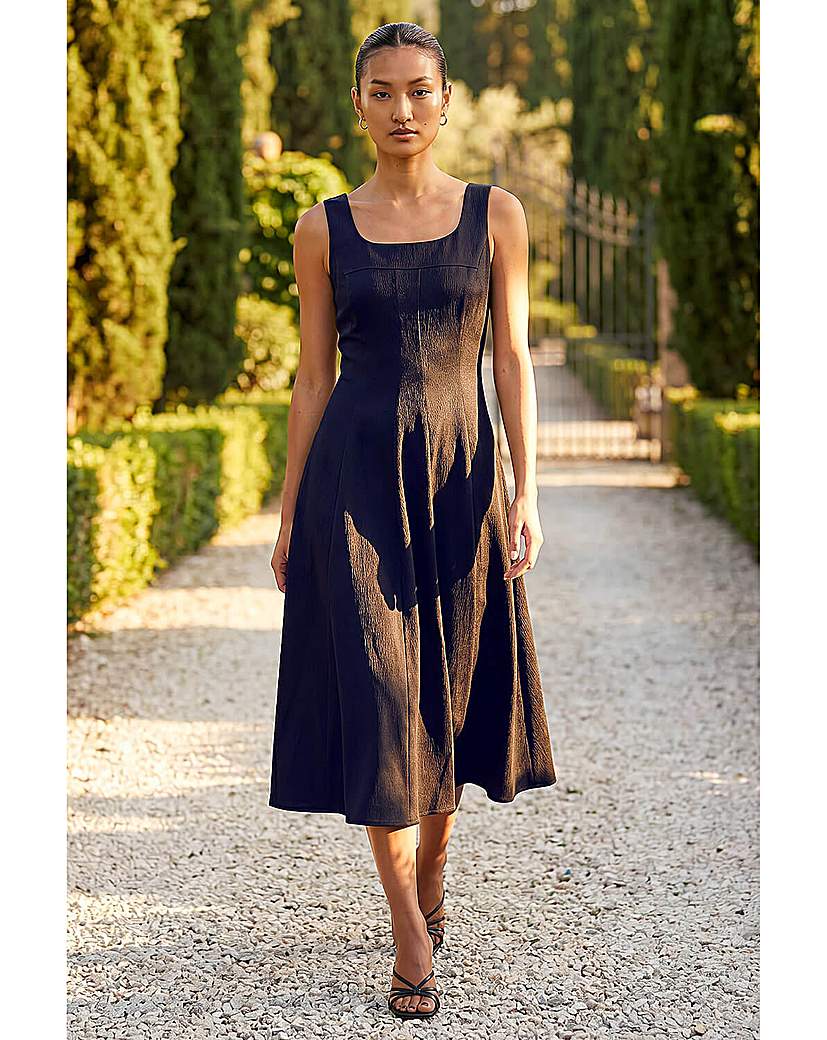 Roman Originals - Women's - Square Neck Midi Dress - Black - Size 20