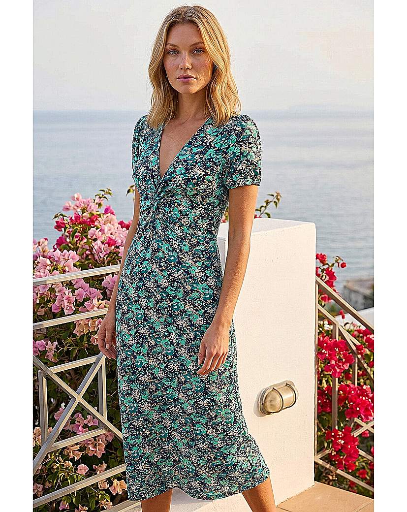 Roman Originals Maxi Dress for Women UK Ladies Twist Knot Front Empire Waist Summer Party Casual Holiday Bohemian Beach Cruise Evening Long Sleeveless V Neck Jersey - Image 5