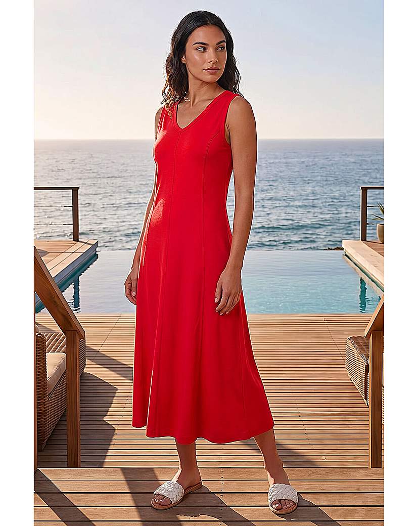 Roman Originals - Women's - Sleeveless V-Neck Midi Dress - Red - Size 18