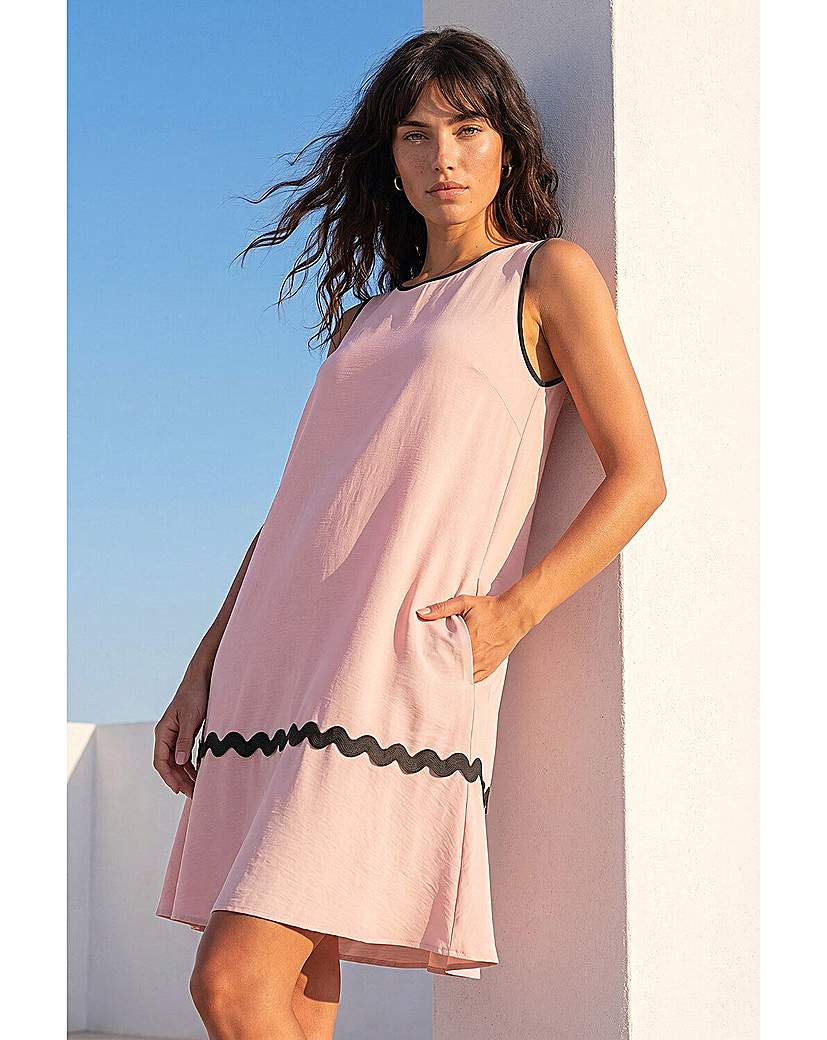 Roman Originals Women's Light Pink Roman Ric Rac Trim Swing Dress Size 18