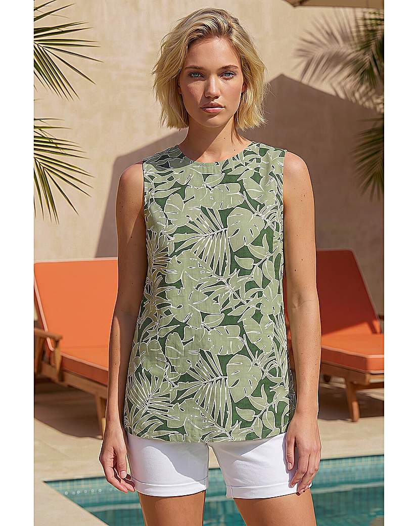 Roman Originals - Women's - Floral Print Vest Top - Khaki - Size 18