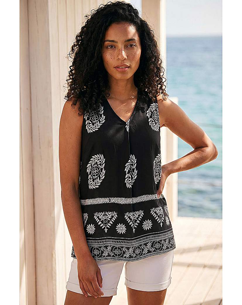 Roman Originals Women's Black Roman Mono Border Print Vest Size 12