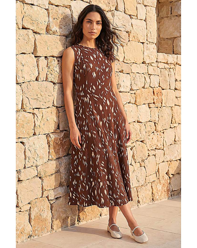 Roman Originals Women's Chocolate Roman Brush Stroke Panel Midi Dress Size 10