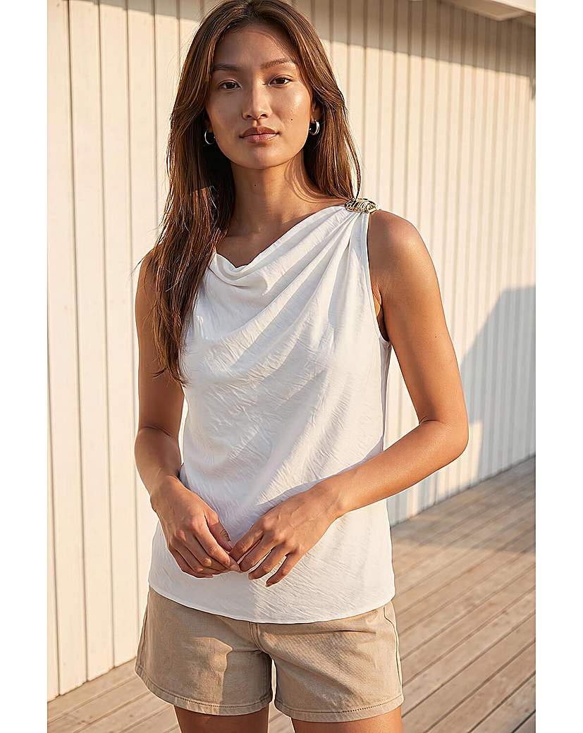 Roman Originals - Women's - Drape Top - Hardware Trim - Ivory - Size 18