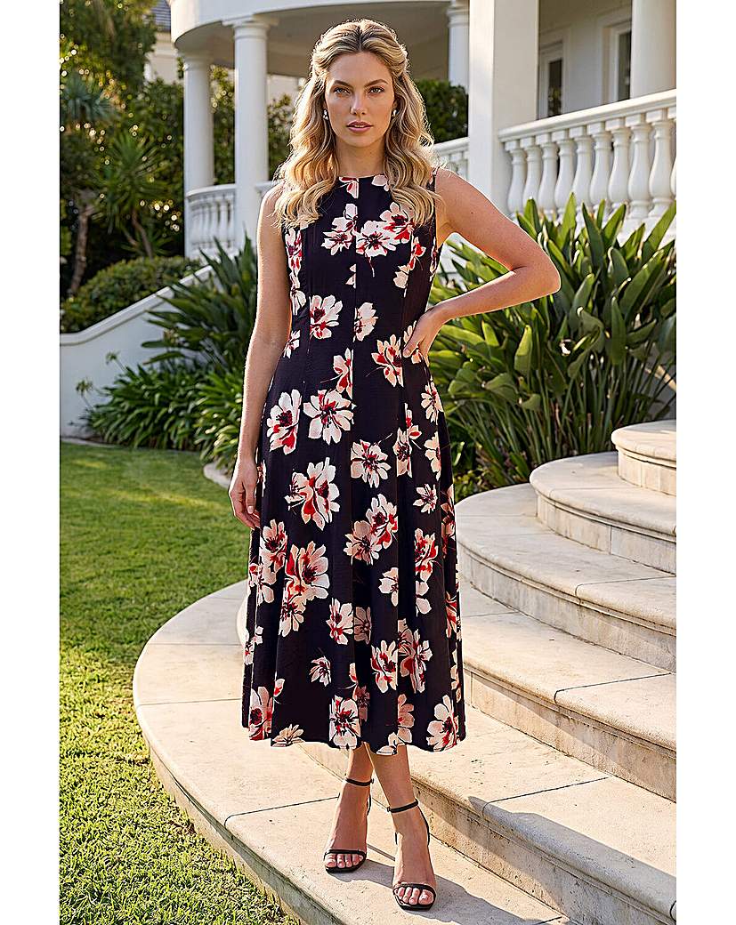 Roman Floral Panel Midi Dress