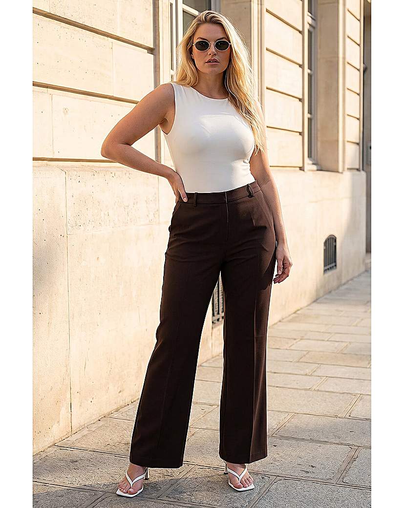 Roman Curve Women's Dark Brown Full Length Bootcut Trouser Size 20