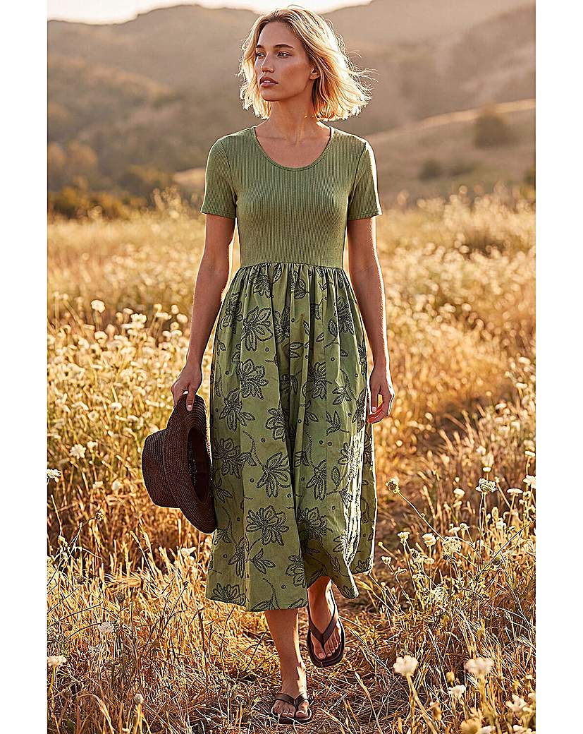 Roman Originals - Women's - Floral Print Midi Dress - Khaki - Size 14