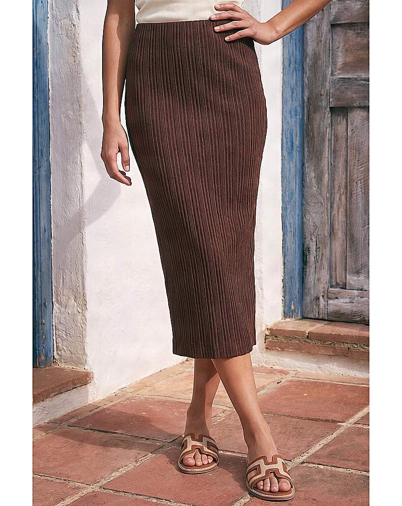 Roman Originals Chocolate Roman Textured Pencil Stretch Skirt Size 16