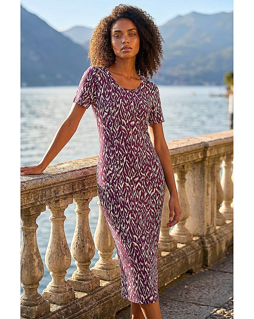 Roman Originals - Women's - Midi Dress - Abstract Print - Wine - Size 18